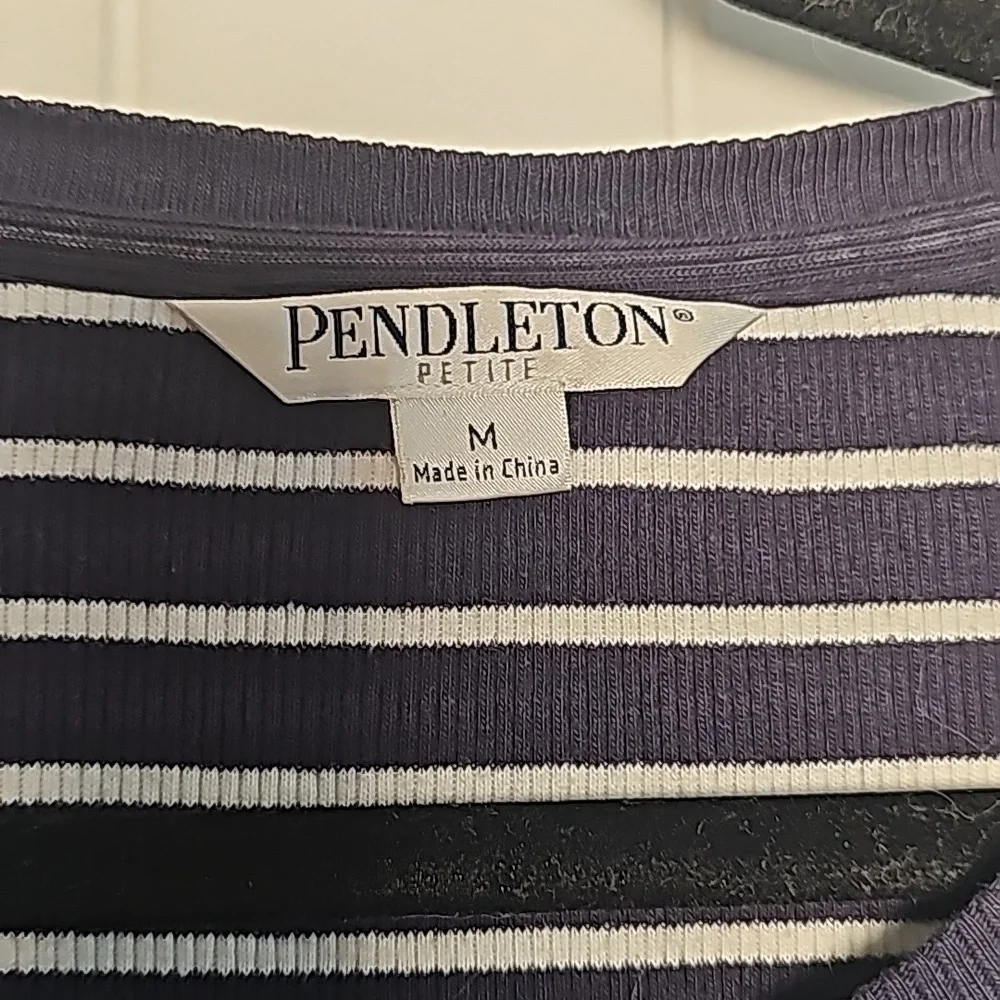 Pendleton MP navy blue/white striped ruffled cardigan - Picture 2 of 15